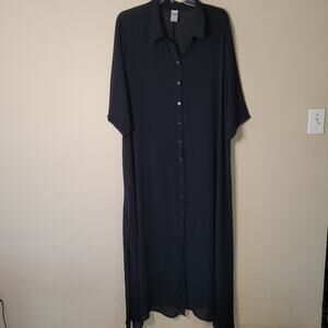 Time and Tru Black Sheen Button-Up Cover - 3XL